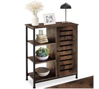 tectake® Aparador Estilo Industrial con Armario Dormitorio, Mueble Baño, Estanterias Almacenaje, Estanteria Baño - 71 x 32 x 82 cm Puerta a la Derecha Madera Industrial Oscura, Rústica