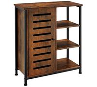 tectake® Aparador Estilo Industrial con Armario Dormitorio, Mueble Baño, Estanterias Almacenaje, Estanteria Baño - 71 x 32 x 82 cm Puerta a la Izquierda Madera Industrial Oscura, Rústica