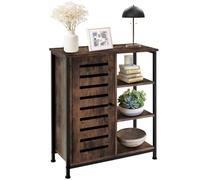 tectake® Aparador Estilo Industrial con Armario Dormitorio, Mueble Baño, Estanterias Almacenaje, Estanteria Baño - 71 x 32 x 82 cm Puerta a la Izquierda Madera Industrial Oscura, Rústica