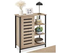 tectake® Aparador Estilo Industrial con Armario Dormitorio, Mueble Baño, Estanterias Almacenaje, Estanteria Baño - 71 x 32 x 82 cm Puerta a la Izquierda Madera Industrial Clara, Roble Sonoma