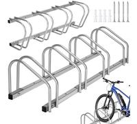 tectake® Aparcamiento para Bicicletas Carretera o Montaña, Soporte Bicicletas Suelo, Bike Stand, Construcción de Acero Estable, Montaje Fácil, Soporte Bicicleta - 4 Bicicletas Plata