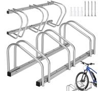 TecTake® Aparcamiento para Bicicletas Carretera o Montaña, Soporte Bicicletas Suelo, Bike Stand, Construcción de Acero Estable, Montaje Fácil, Soporte Bicicleta - 3 Bicicletas Plata