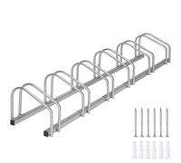 TecTake® Aparcamiento para Bicicletas Carretera o Montaña, Soporte Bicicletas Suelo, Bike Stand, Construcción de Acero Estable, Montaje Fácil, Soporte Bicicleta - 6 Bicicletas Plata