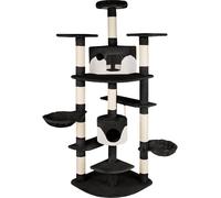 Tectake Árbol rascador para gatos, postes de sisal, 140 cm, negro/blanco