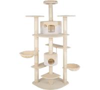 Tectake Árbol rascador para gatos, postes de sisal, 201 cm, beige/blanco
