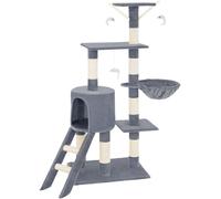 Tectake Árbol rascador para gatos, postes de sisal, antivuelco, 144 cm, gris