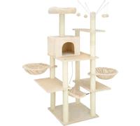 Tectake Árbol rascador para gatos, postes de sisal, antivuelco, 165cm, beige