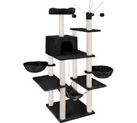 Tectake Árbol rascador para gatos, postes de sisal, antivuelco, 165cm, negro