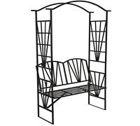 TecTake Arco de Metal para Rosas Arco de jardín Plantas con Banco pérgola Banco Jardin
