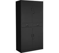 Tectake Armario archivador de acero 2 cajones 180x90x40 cm negro