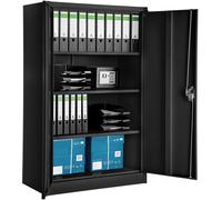 Tectake Armario archivador de acero y 4 alturas regulables 140x90x40 cm negro