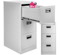 TecTake® Armario Archivador Metálico, 3 Cajonera Oficina, DIN A4, Bloqueable, Incluye 2 Llaves, Dispositivo de Inserción, Cajones con Rieles, Armario Bajo, Muebles Oficina - 102,8x62,4x46cm Negro