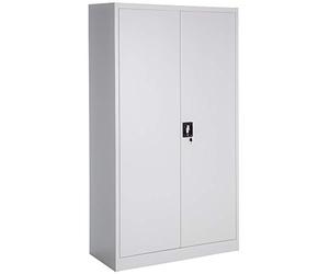 tectake® Armario Archivador Metálico de Oficina, 6 Cajones y Barra, Puertas Bloqueables, Acero Calidad, Mueble Oficina, Candado Seguridad, Armario Almacenaje, Estanterías Metálicas - 180x90x40cm Gris