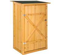 Tectake Armario de jardín techo plano madera tratada 75 x 56 x 118 cm marrón
