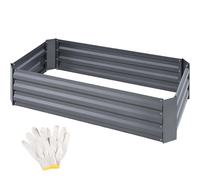 TecTake® arriate Rectangular sin Base, Acero Resistente a la Intemperie, huerto Urbano, jardineras Exterior, Usar con Tierra para Plantas, Incluye Guantes - 120 x 60 x 30 cm Gris Oscuro Rectangular