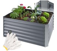 TecTake® arriate Rectangular sin Base, Acero Resistente a la Intemperie, huerto Urbano, jardineras Exterior, Usar con Tierra para Plantas, Incluye Guantes - 120 x 90 x 57 cm Gris Oscuro Rectangular