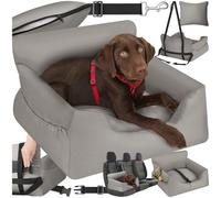 tectake® Asiento de Coche para Perros Pequeños y Medianos - Correa Ajustable, Cojín Lavable, Protector y Transporte - Gris