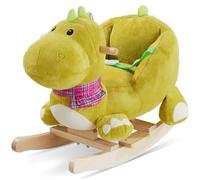 tectake® Balancin Bebe Dinosaurio con Efecto de Sonido, Funda de Felpa Ultrasuave, Juguete Bebe, Juguetes Niño, Juguetes Niños, Animales de Juguete, Balancin Madera