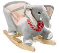 tectake® Balancin Bebe Elefante con Efecto de Sonido, Funda de Felpa Ultrasuave, Juguete Bebe, Juguetes Niño, Juguetes Niños, Animales de Juguete, Balancin Madera