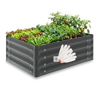 tectake® Bancal Elevado de 130L, para Huerto Urbano, Jardineras Exterior Grandes, Maceteros Grandes Exterior, Jardin, Macetero Grande, con Guantes, Suelo Abierto, Malla Metalica - 80 x 60 x 30 cm