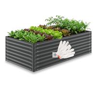 tectake® Bancal Elevado de 200 x 100 x 62 cm, 1200L, para Huerto Urbano, Jardineras Exterior Grandes, Maceteros Grandes Exterior, Jardin, Macetero Grande, con Guantes, Suelo Abierto, Malla Metalica