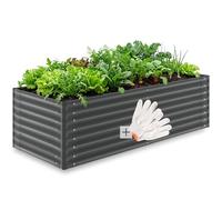 tectake® Bancal Elevado de 200 x 80 x 62 cm, 970L, para Huerto Urbano, Jardineras Exterior Grandes, Maceteros Grandes Exterior, Jardin, Macetero Grande, con Guantes, Suelo Abierto, Malla Metalica