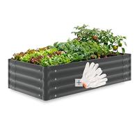 tectake® Bancal Elevado de 200L, para Huerto Urbano, Jardineras Exterior Grandes, Maceteros Grandes Exterior, Jardin, Macetero Grande, con Guantes, Suelo Abierto, Malla Metalica - 120 x 60 x 30 cm
