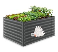 tectake® Bancal Elevado de 650L, para Huerto Urbano, Jardineras Exterior Grandes, Maceteros Grandes Exterior, Jardin, Macetero Grande, con Guantes, Suelo Abierto, Malla Metalica - 120 x 90 x 62 cm