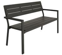 TecTake® Banco de Jardín Moderno para Dos Personas, Estructura de Aluminio Resistente, Banco Jardin, Asiento de Poliestireno Efecto Madera, Ideal para Patio y Terraza Exterior - Oscuro