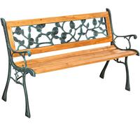 Tectake Banco para jardín de madera y hierro fundido 124x52x74 cm, marrón
