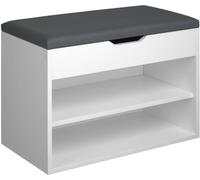 Tectake Banco zapatero para 6 pares y acolchado 60 x 30 x 43,5 cm, blanco