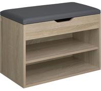 Tectake Banco zapatero para 6 pares y acolchado 60 x 30 x 43,5 cm madera clara
