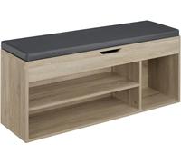 TecTake® Banco Zapatero con Gran Espacio de almacenaje, 9 Pares de Zapatos, Acolchado, Estructura Estable, estanteria Zapatero, Mueble Entrada recibidor- Roble Sonoma