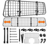 tectake® Barrera Universal de Seguridad para Perros, Ancho Ajustable 91,5-154 cm, 2 Cinturones de Seguridad Adicionales, Sistema Ensamblaje a Presión, Protector para Maletero - Negro