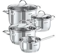 Tectake Batería de cocina, 7 piezas, 1 cazo, 3 ollas y tapas, cocina inducción