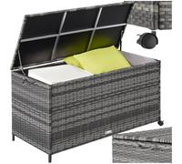 TecTake® Baúl Almacenaje Exterior de Ratán, Mueble Jardín y Terraza, Estructura de Aluminio, Arcón Exterior Impermeable con Tapa Reforzada, Forro Interior, Baul Jardin, 297 L, 117x54x64 cm - Gris