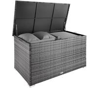 TecTake Baúl de Almacenaje Exterior con 750 l de Capacidad, Arcón Exterior Atemporal de Poli ratán Resistente con Forro Interior Extraíble, Cofre para Jardín Exterior o Terraza - Gris