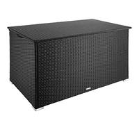 TecTake Baúl de Almacenaje Exterior con 750 l de Capacidad, Arcón Exterior Atemporal de Poli ratán Resistente con Forro Interior Extraíble, Cofre para Jardín Exterior o Terraza - Negro