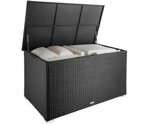 tectake Baúl de Almacenaje Exterior con 750 l de Capacidad, Arcón Exterior Atemporal de Poli ratán Resistente con Forro Interior Extraíble, Cofre para Jardín Exterior o Terraza - Negro