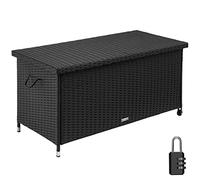TecTake ® Baúl de Almacenaje exterior para Jardín, Trenzado Duradero de Polirratán, 270L, Estructura de Acero, Muebles Jardin Exterior, 121x56x60 cm, 270L - Negro