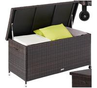 tectake Baúl de almacenamiento Kiruna con trenzado de ratán sintético, 120x55x61,5 cm, 270l - marrón - 404211