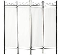 TecTake Biombos diseño 4-Panel Tela Divisor habitación Separador separación biombo 180x160cm - 1 Biombo Blanco