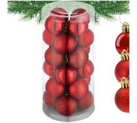 tectake® Bolas de Navidad con Plástico Inastillable, Acabados Mate Brillante Purpurina y Cuerdas Doradas Resistentes, Navidad Decoración, Relleno, Bolas Arbol - Conjunto de 24 Bolas Rojas