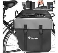 TecTake Bolsa para bicicleta de 35 L con 2 compartimentos grandes y bolsillos de malla, bolsa de alforja con tela Oxford 600D repelente al agua, tiras reflectantes y asa de transporte, cesta doble