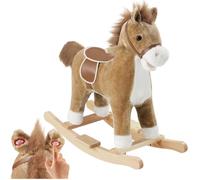 tectake® Caballo Balancin con 2 Efectos de Sonido, Estructura de Acero y Felpa Suave, Balancin Bebe, Caballo Juguete, Animales de Juguete, Juguetes Niño, Niños - Marrón