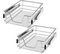 TecTake® Cajón Telescópico, Bandeja Extraible Armario, Rieles Extensibles, Organizador Cocina, Organizador Armario Cocina, Cajon Telescopico Cocina - 2 Cajones, Apto para armarios de 40 cm