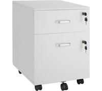 Tectake Cajonera con ruedas y 2 cajones con cierre, 40 x 46 x 54,5 cm, blanco