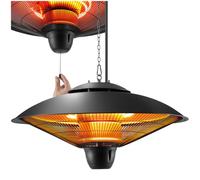 tectake® Calefactor Infrarrojo Colgante, Uso en Interiores y Exteriores, 2 Niveles de Potencia, Estufa Exterior de Aluminio, Calentador Habitacion, Ideal para Alérgicos, Calefactor Para Baño - Negro