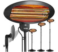 tectake® Calefactor por Infrarrojos, 3 Niveles de Potencia, Ajustable en Altura, Protección Antivuelco, Estufa Exterior, Bajo Consumo, Calefactor Electrico Terraza Exterior - Negro