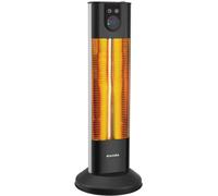 tectake® Calefactor Electrico por Infrarrojos con Pantalla LED, Temporizador, 3 Niveles de Potencia, Control Remoto, Aluminio Inoxidable, Calefactor Bajo Consumo, Terraza Exterior - Negro